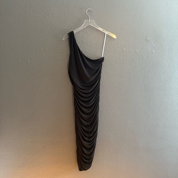 Lulu's NWT Total Appeal Ruched One Shoulder Bodycon Midi Dress Size L - Picture 3 of 7